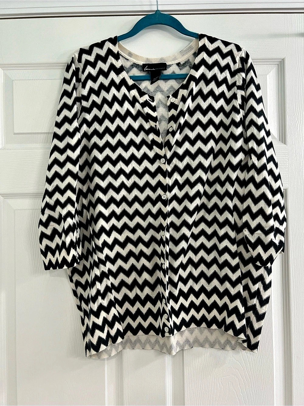 Lane Bryant Chevron Button-Front Cardigan Black & White Size 22/24